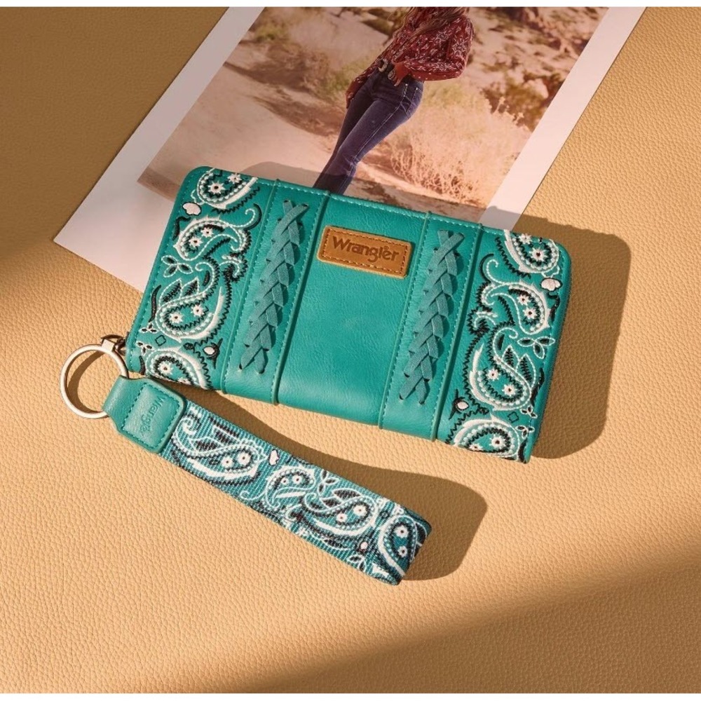 Wrangler Braided Paisley Bandana Wallet - Turquoise